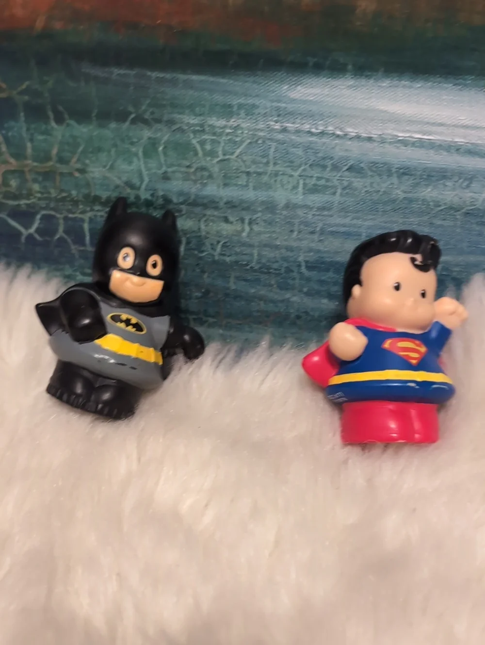 Batman and Superman Mini Figures - Black, Gray, Yellow, Blue, Red